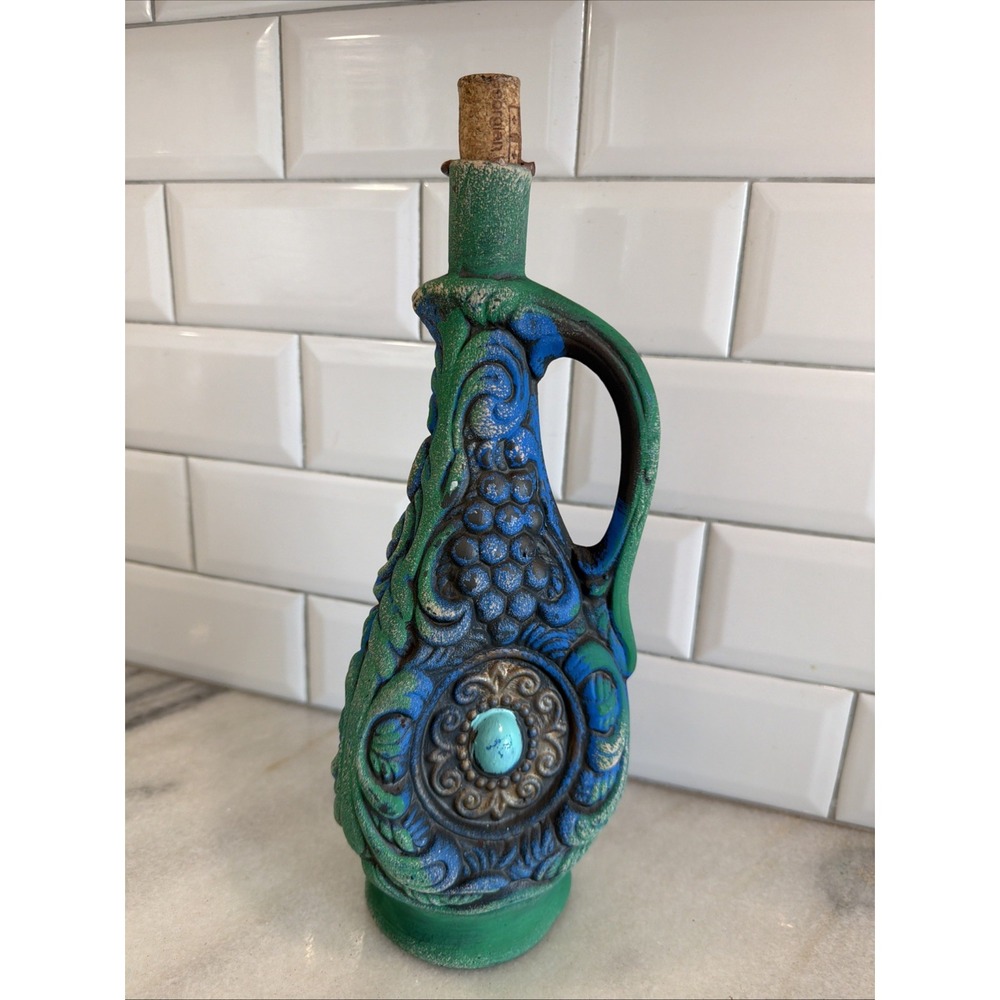 Vintage Heavy Ceramic/stone Like Turquoise/green Wine Decanter GWB002